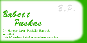 babett puskas business card